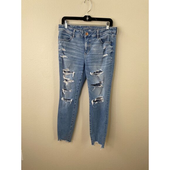 American Eagle Womens The Dream Jean Distressed High-Rise Skinny Jeans 12R - Picture 3 of 8
